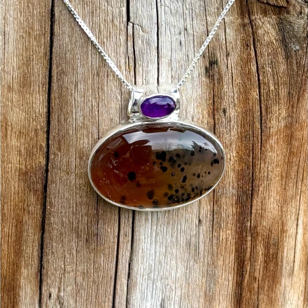 Montana Agate & Amethyst Necklace - Picture 13 of 13